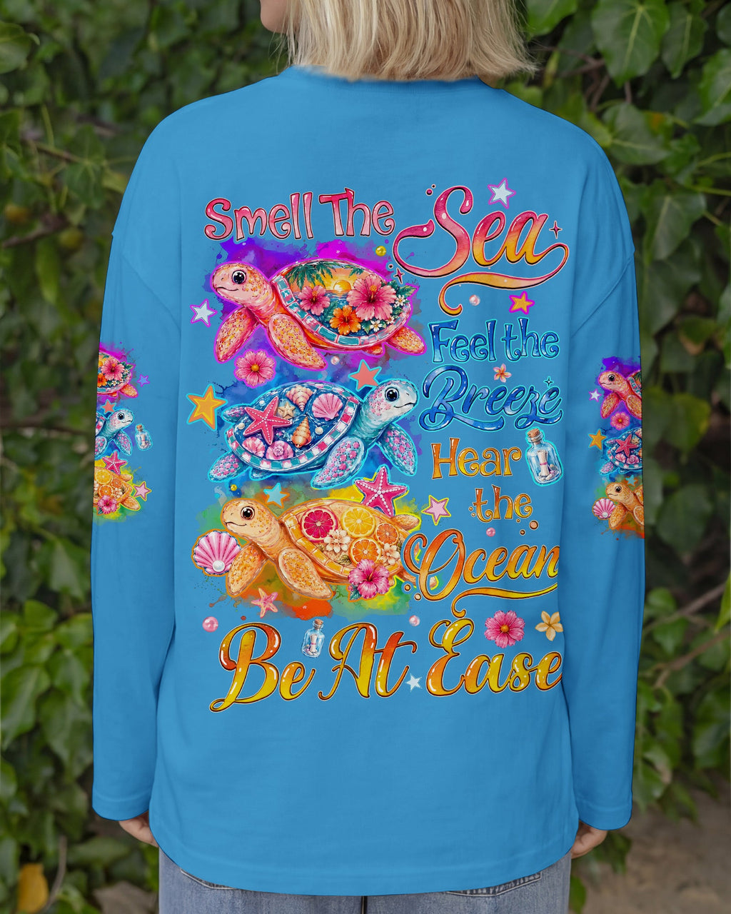 SMELL THE SEA FEEL THE BREEZE TURTLE ALL OVER PRINT - TYQY1505262