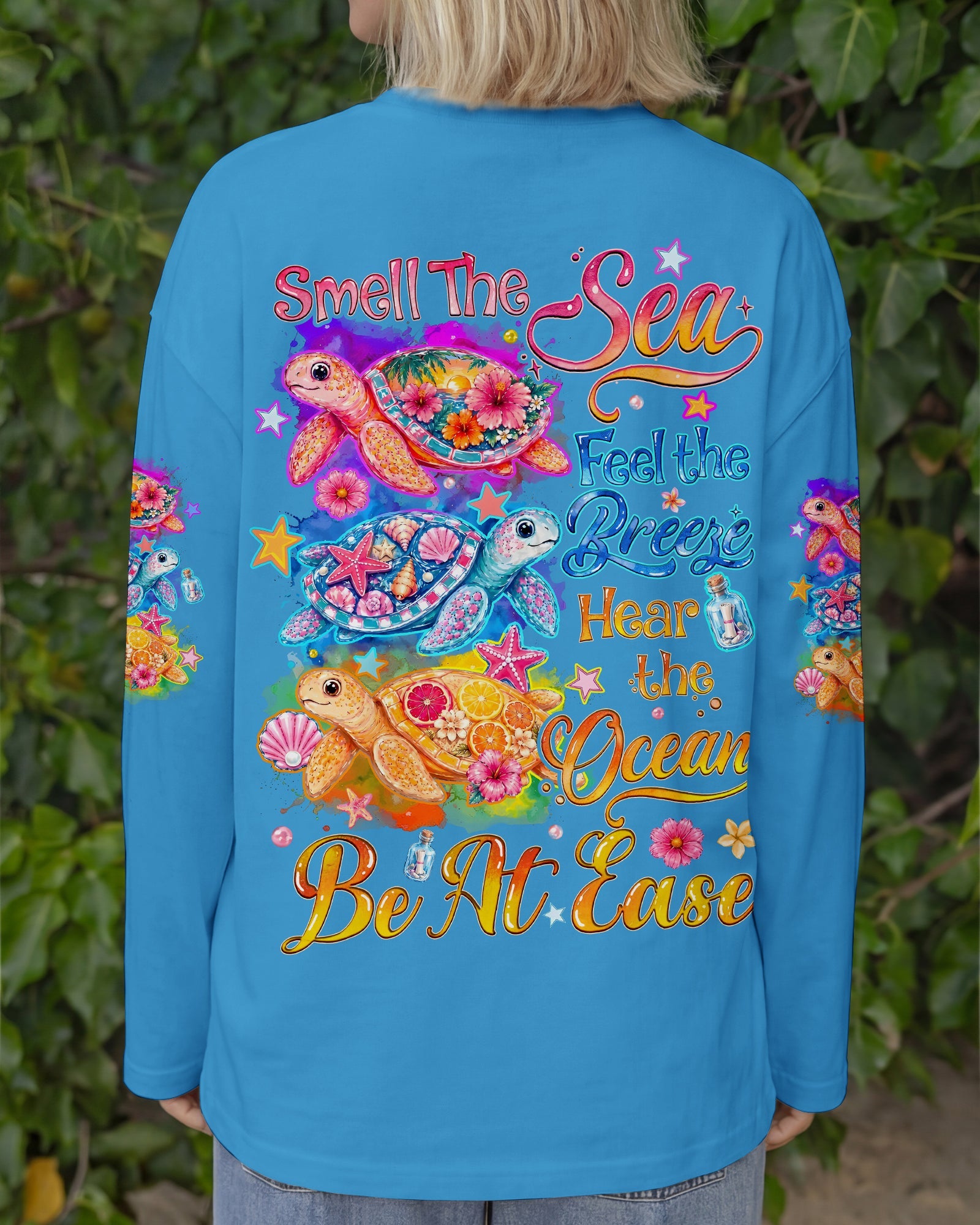 SMELL THE SEA FEEL THE BREEZE TURTLE ALL OVER PRINT - TYQY1505262