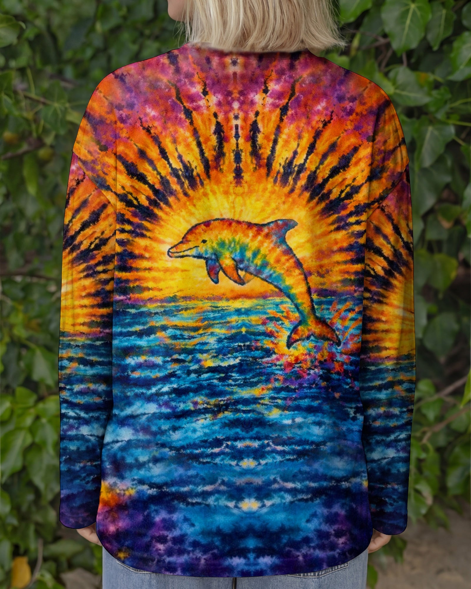 DOLPHIN SUNSET WATERCOLOR PATTERN ALL OVER PRINT - TLHN0904262