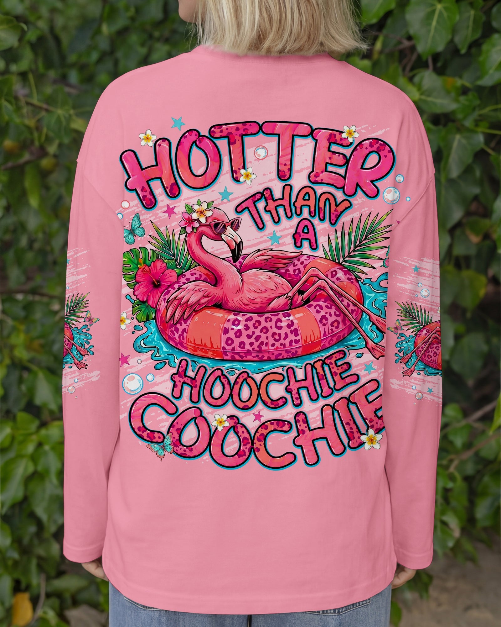 HOTTER THAN A HOOCHIE COOCHIE FLAMINGO ALL OVER PRINT  - TLNT0705264
