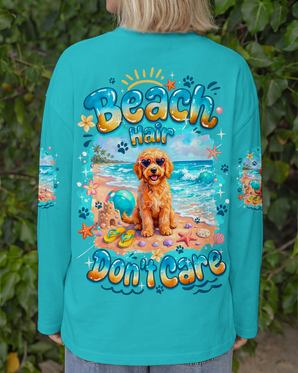 BEACH HAIR DON'T CARE GOLDEN DOODLE DOG ALL OVER PRINT - TYQY2005263