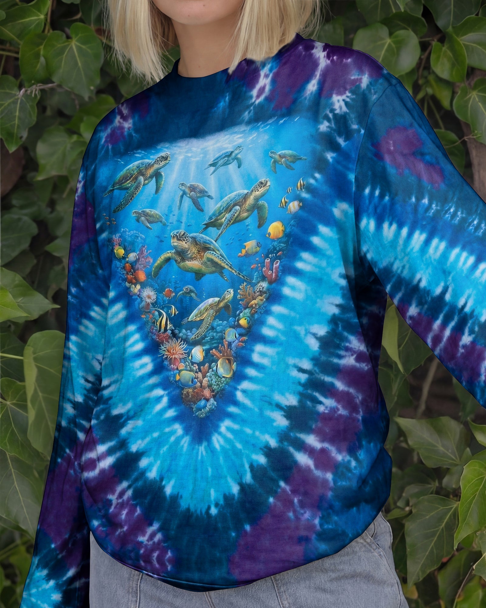 SALTWATER HEALS EVERYTHING OCEAN BLUE TURTLE BURST ALL OVER PRINT - TY0906261