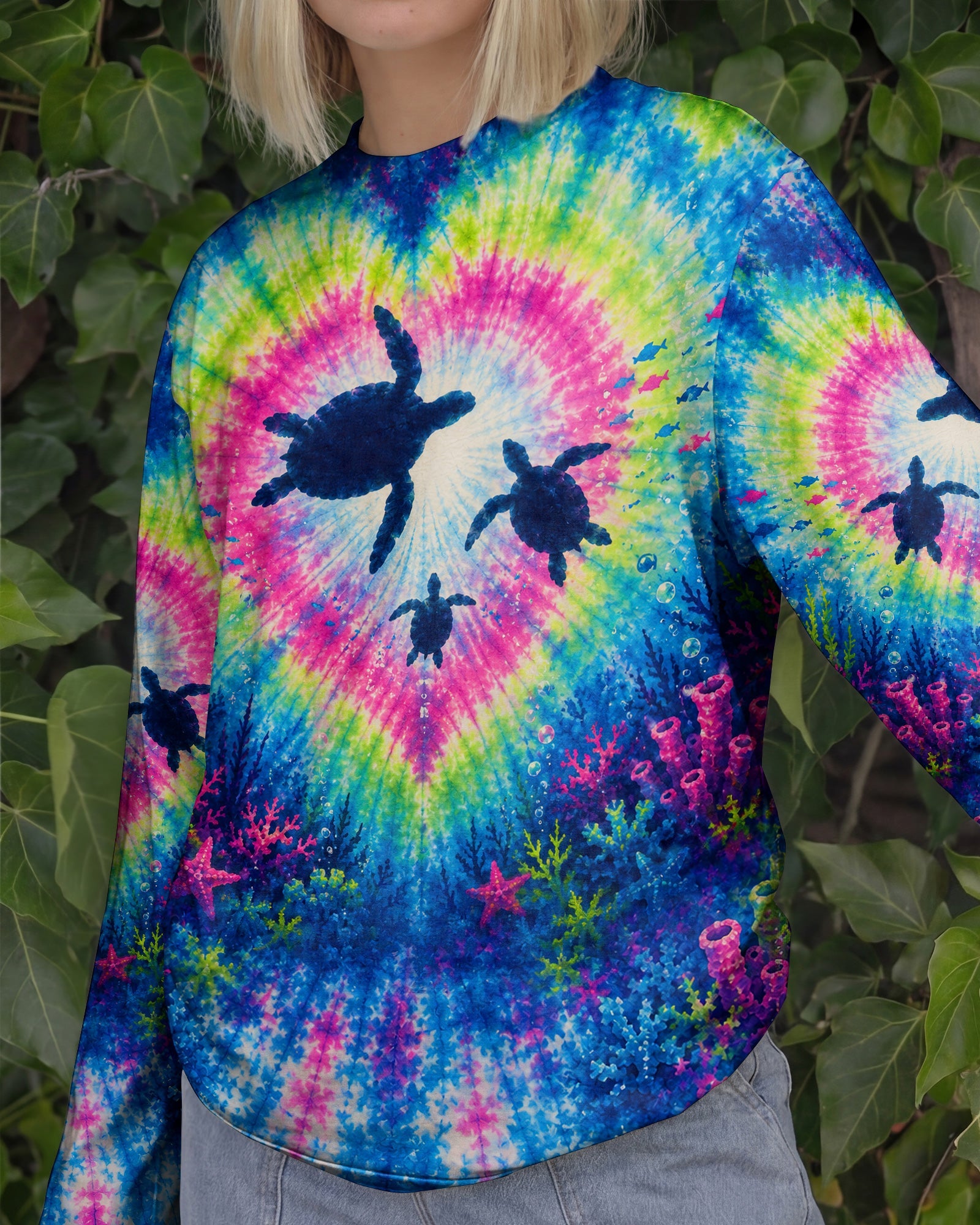 UNDERWATER TURTLES FAMILY HEART BURST ALL OVER PRINT  - TLNT2506261