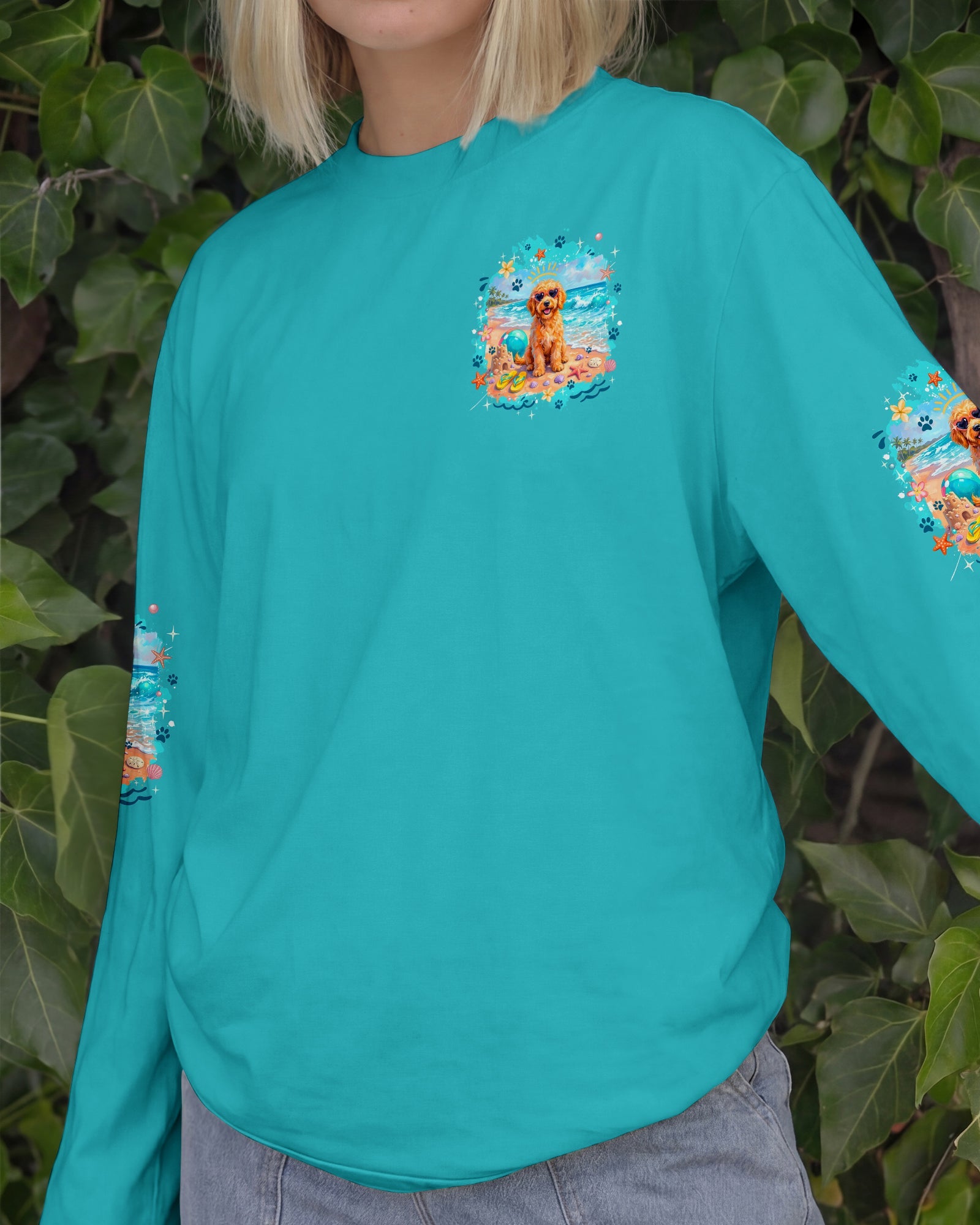 BEACH HAIR DON'T CARE GOLDEN DOODLE DOG ALL OVER PRINT - TYQY2005263