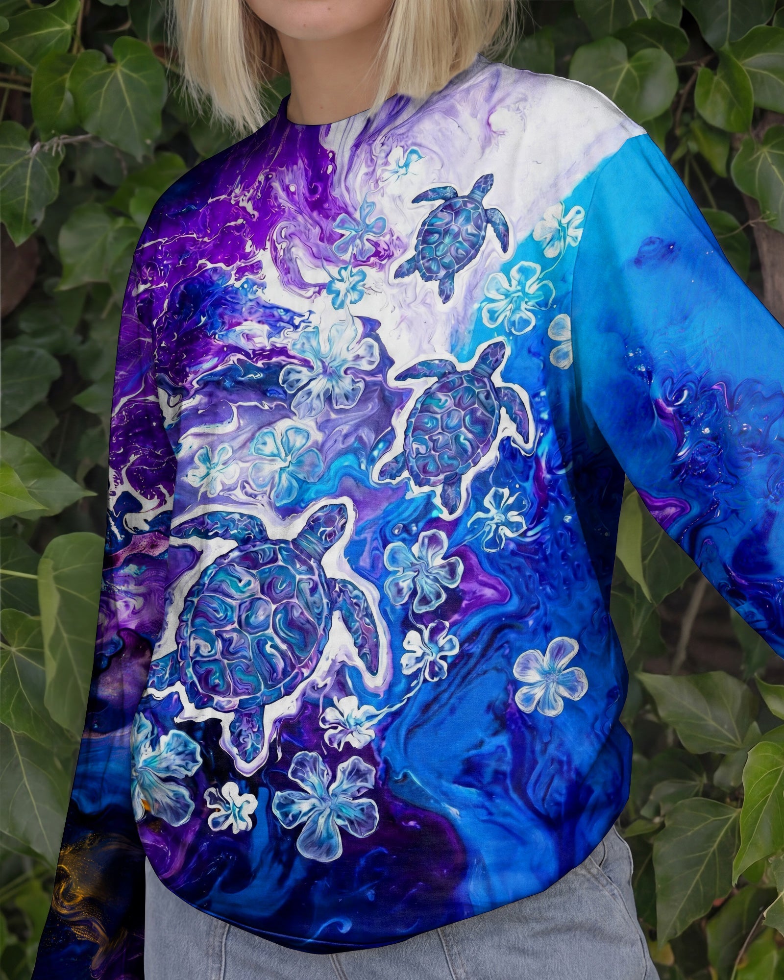 BLUE PURPLE OCEAN TURTLES ALL OVER PRINT - TYLN1806261