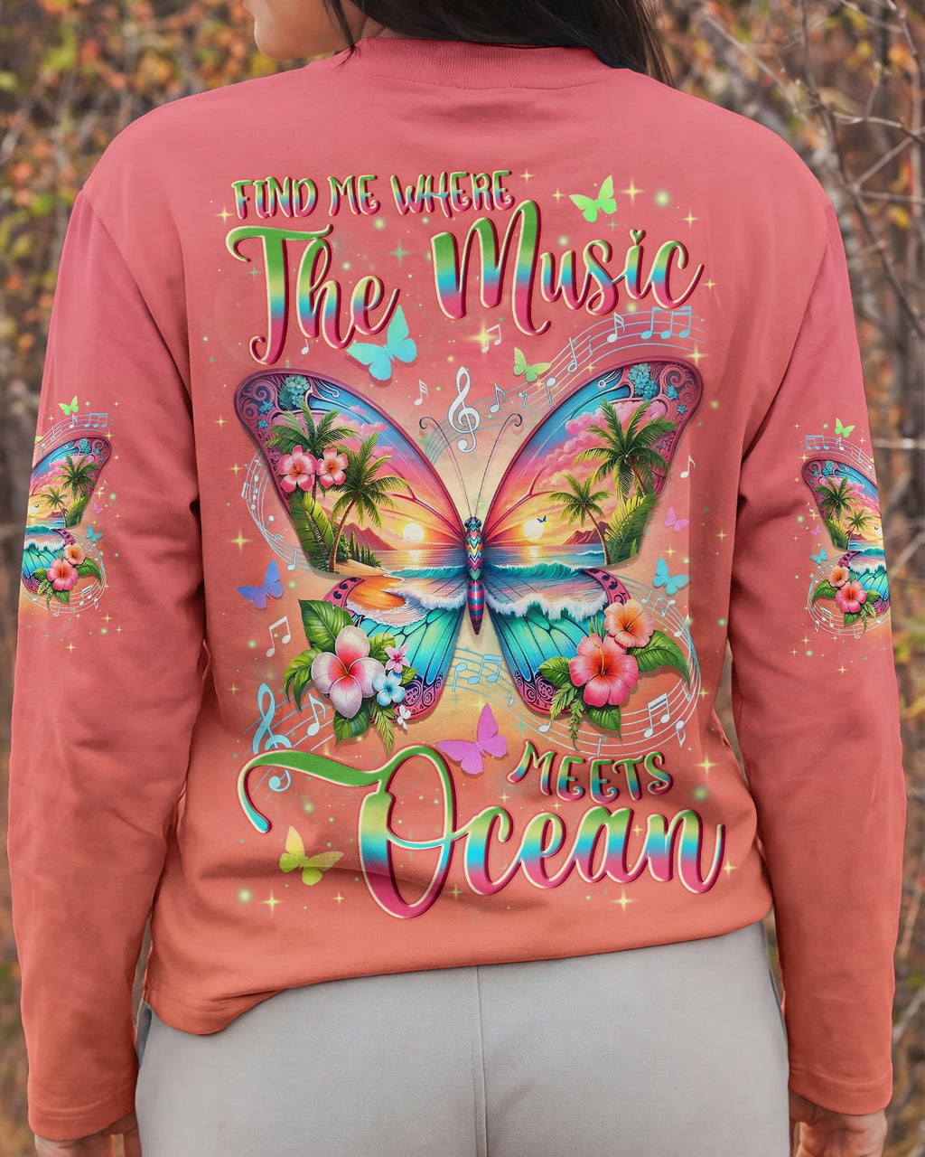 FIND ME WHERE THE MUSIC MEETS THE OCEAN BUTTERFLY ALL OVER PRINT - TYLN0704262