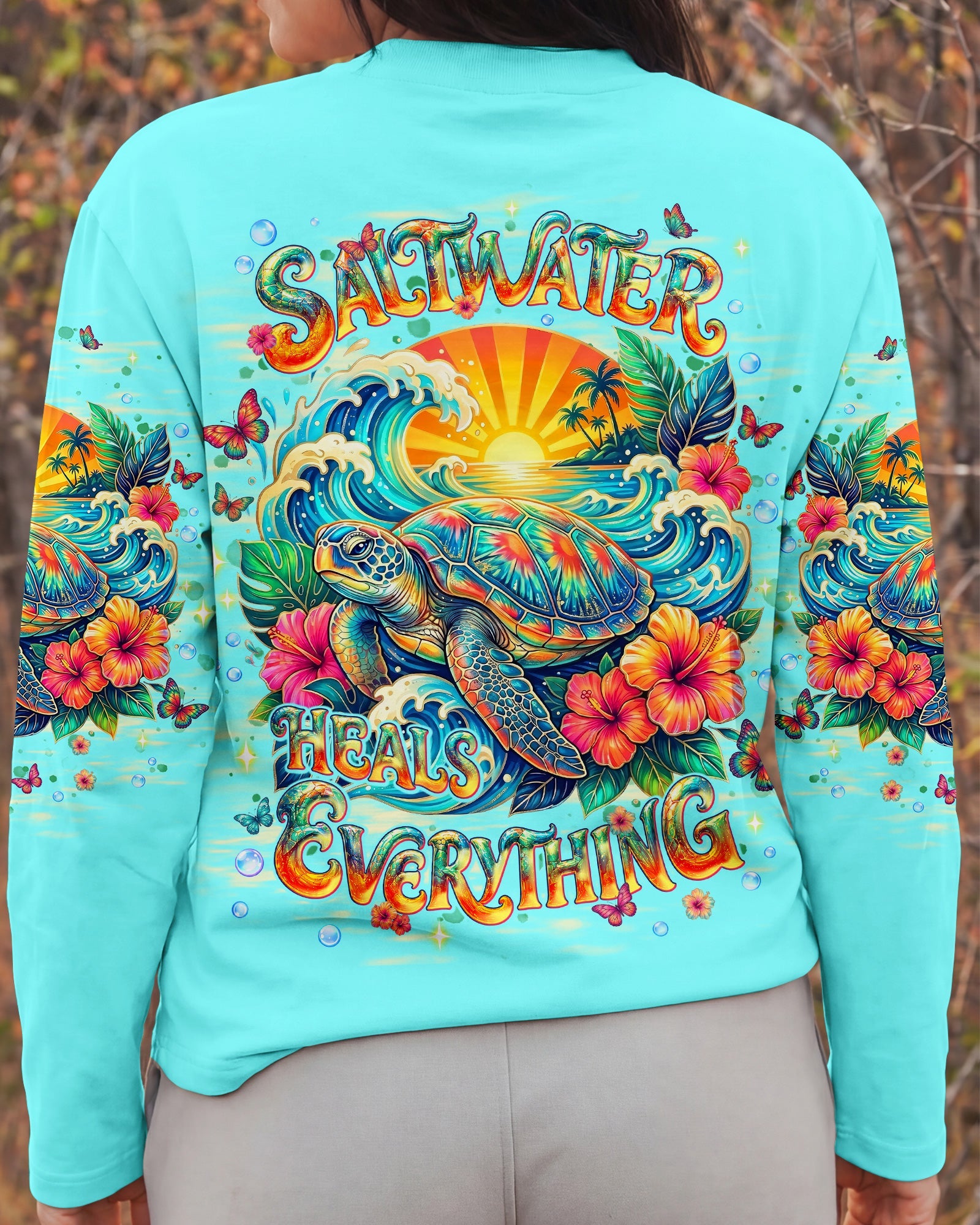 SALTWATER HEALS EVERYTHING TURTLE ALL OVER PRINT  - TLNT1704261