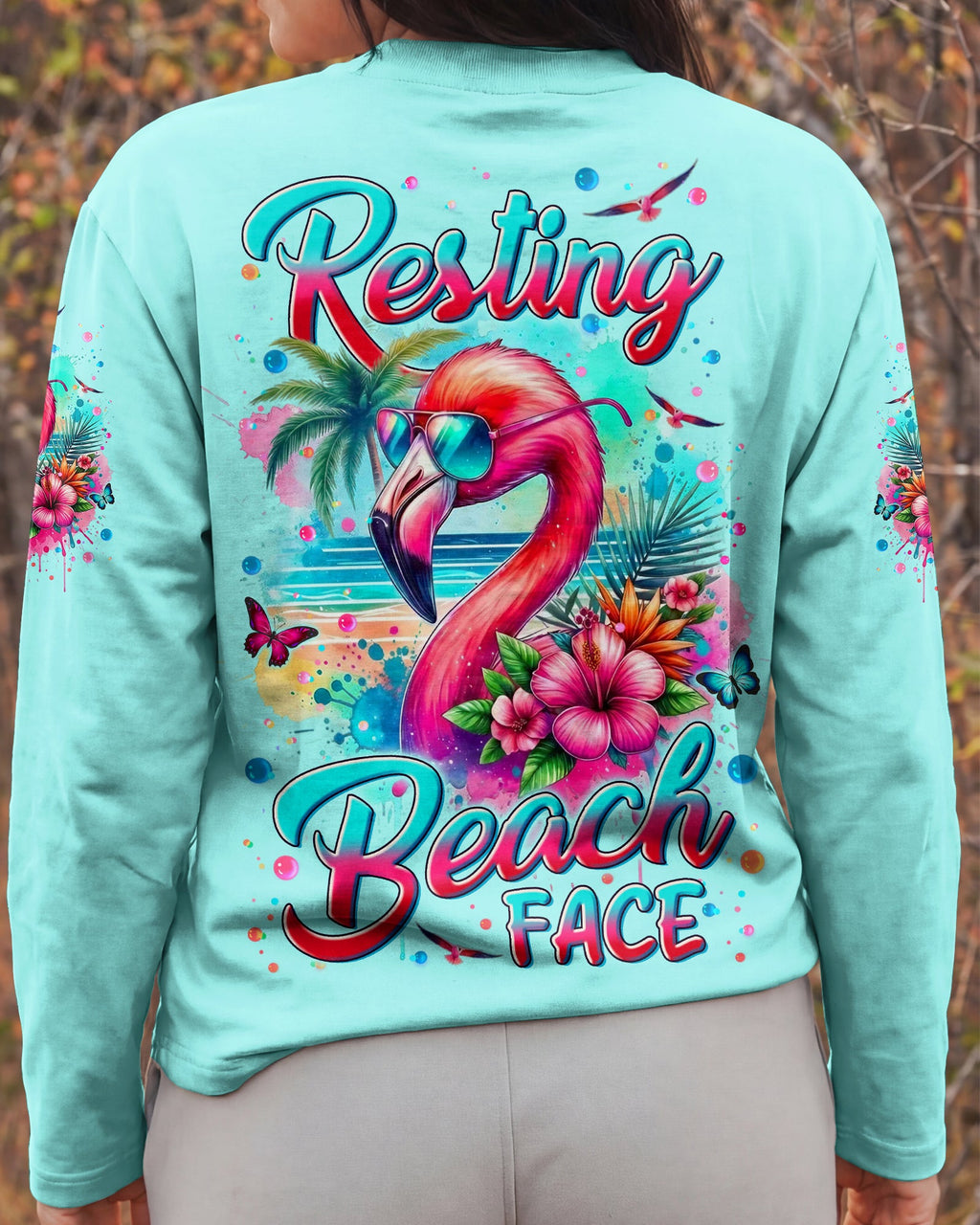 RESTING BEACH FACE FLAMINGO ALL OVER PRINT - TYLN0904262