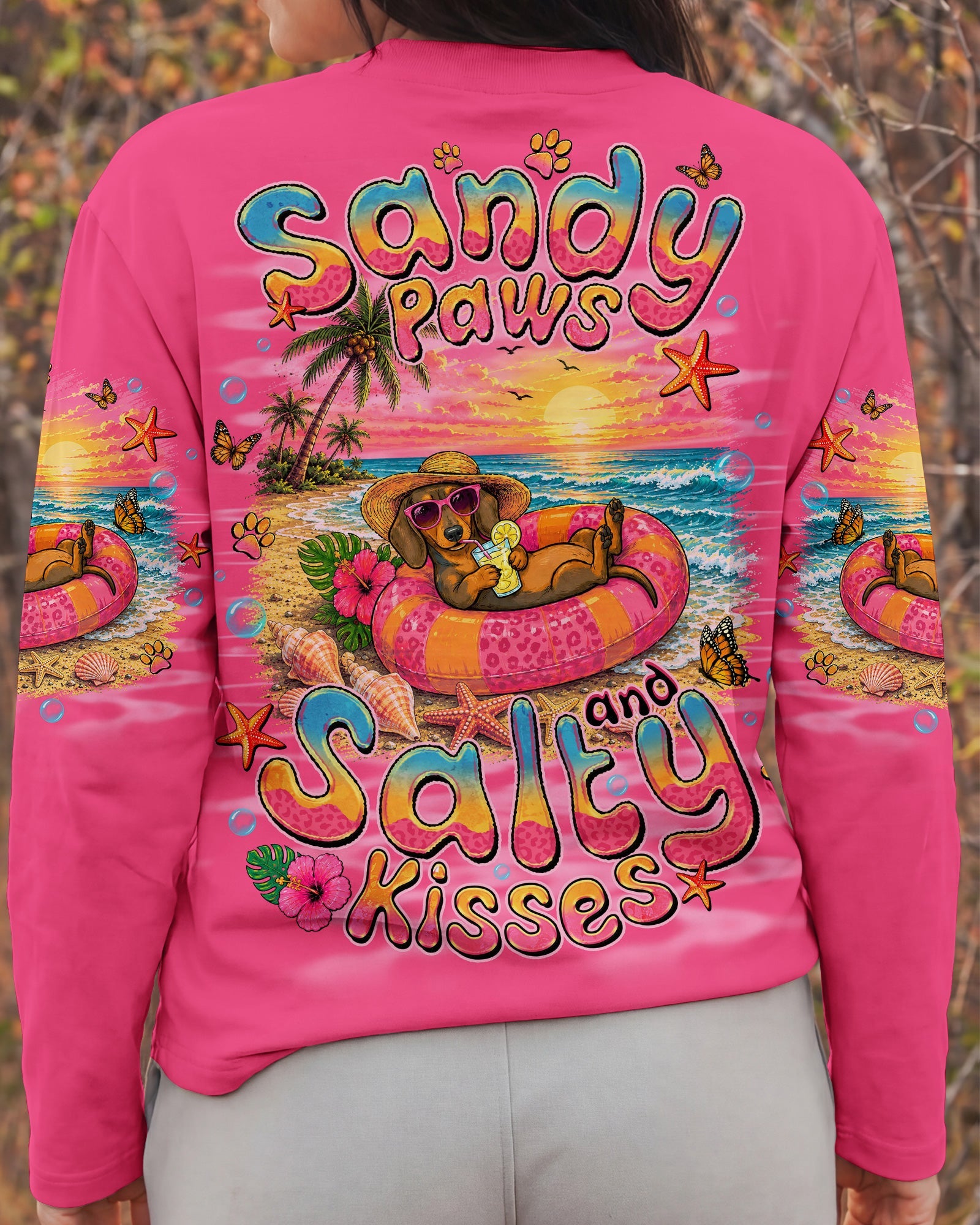 SANDY PAWS AND SALTY KISSES DACHSHUND DOG ALL OVER PRINT  - TLNO2105261