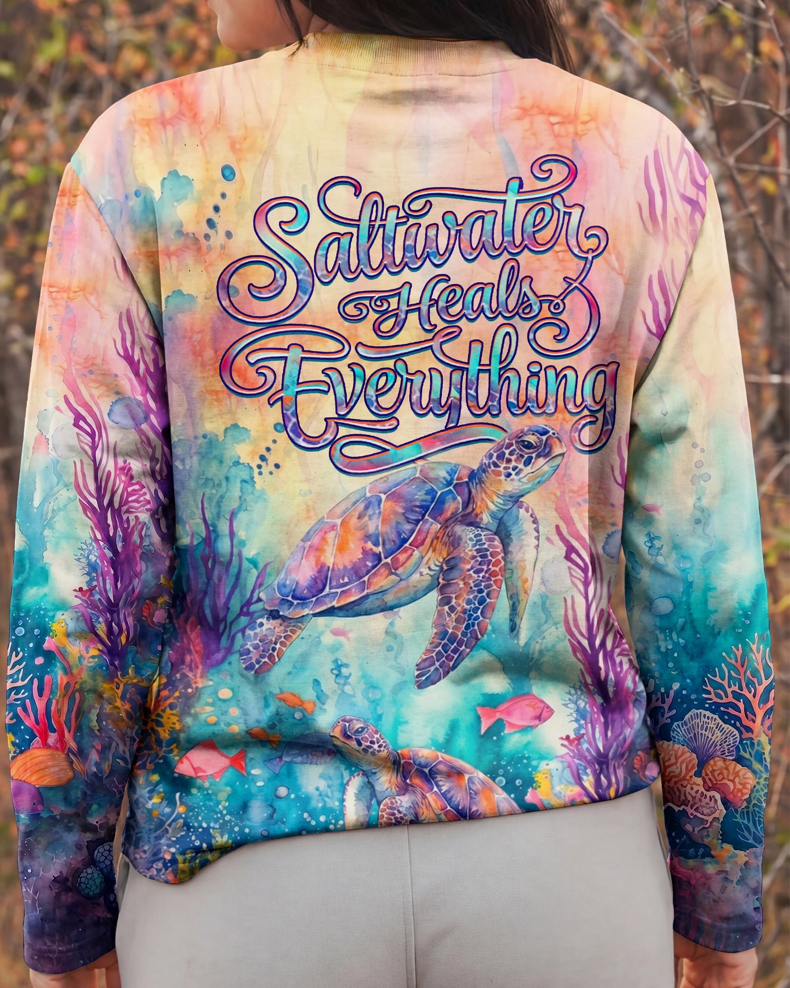 SALTWATER HEALS EVERYTHING TURTLE ALL OVER PRINT  - TLHN2104261