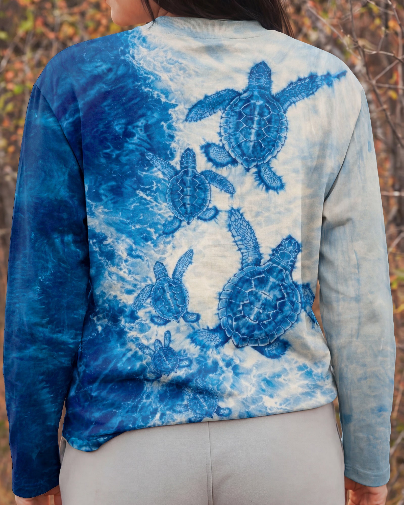 SEA TURTLE FAMILY WAVES  ALL OVER PRINT - TLTW1504263