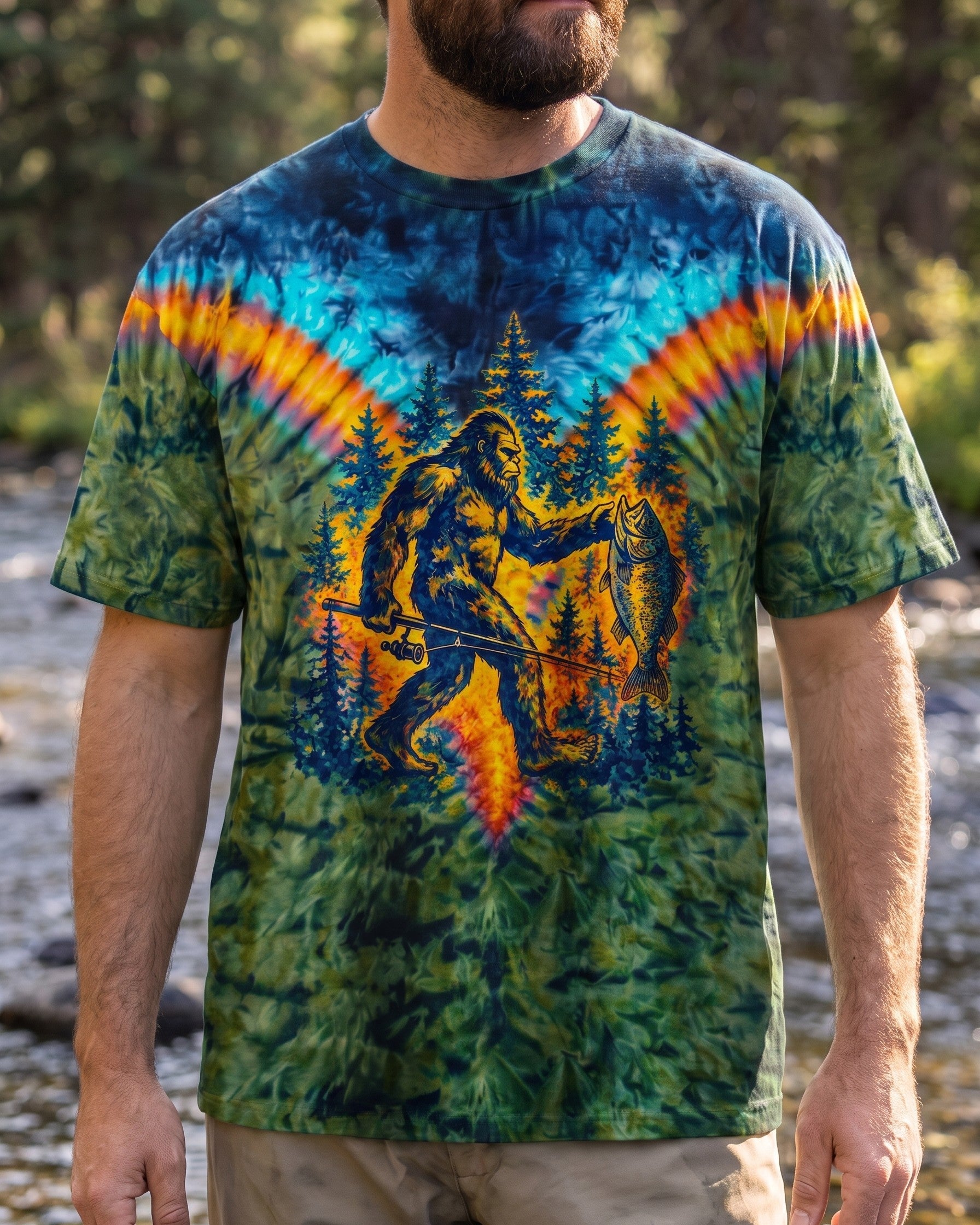 COLORFUL BIGFOOT FISHING ADVENTURE ALL OVER PRINT - RITD3006261