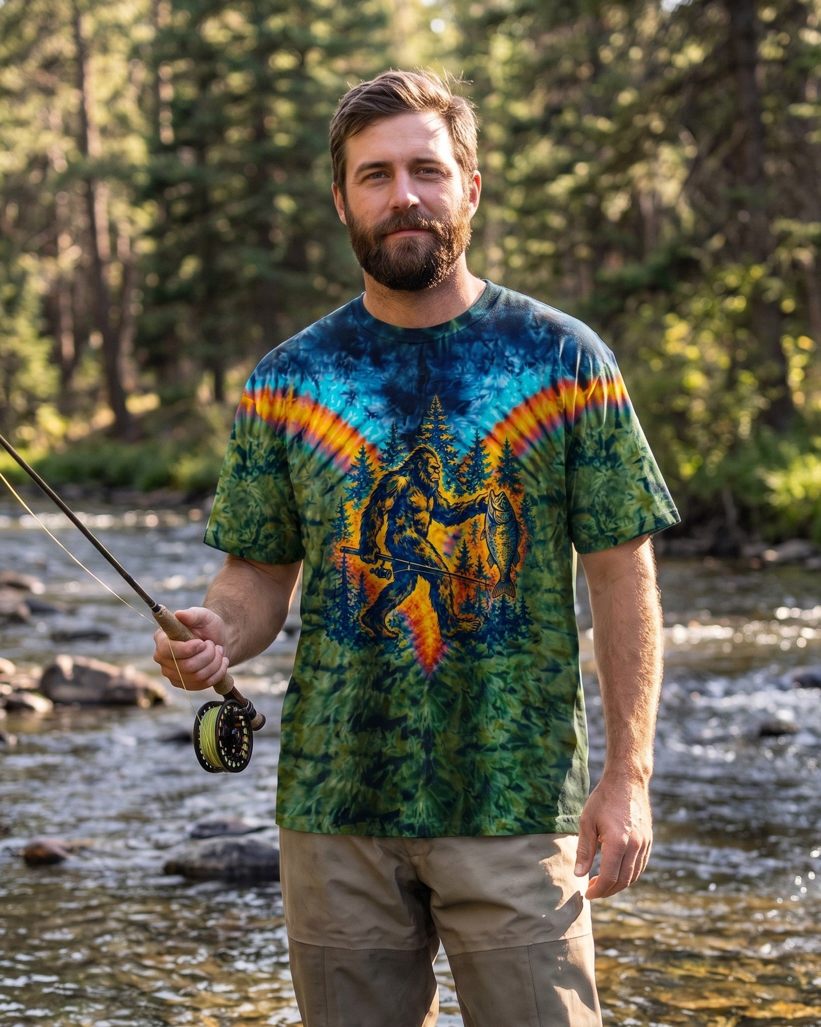 COLORFUL BIGFOOT FISHING ADVENTURE ALL OVER PRINT - RITD3006261
