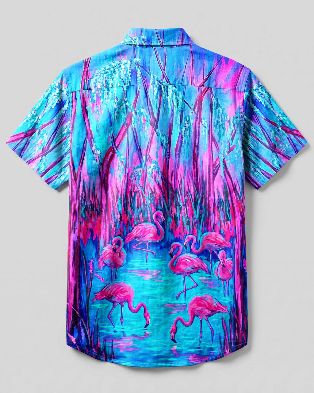 FLAMINGO PARADISE NEON BUTTON-DOWN COLLAR SHIRT   - TLNT2206261