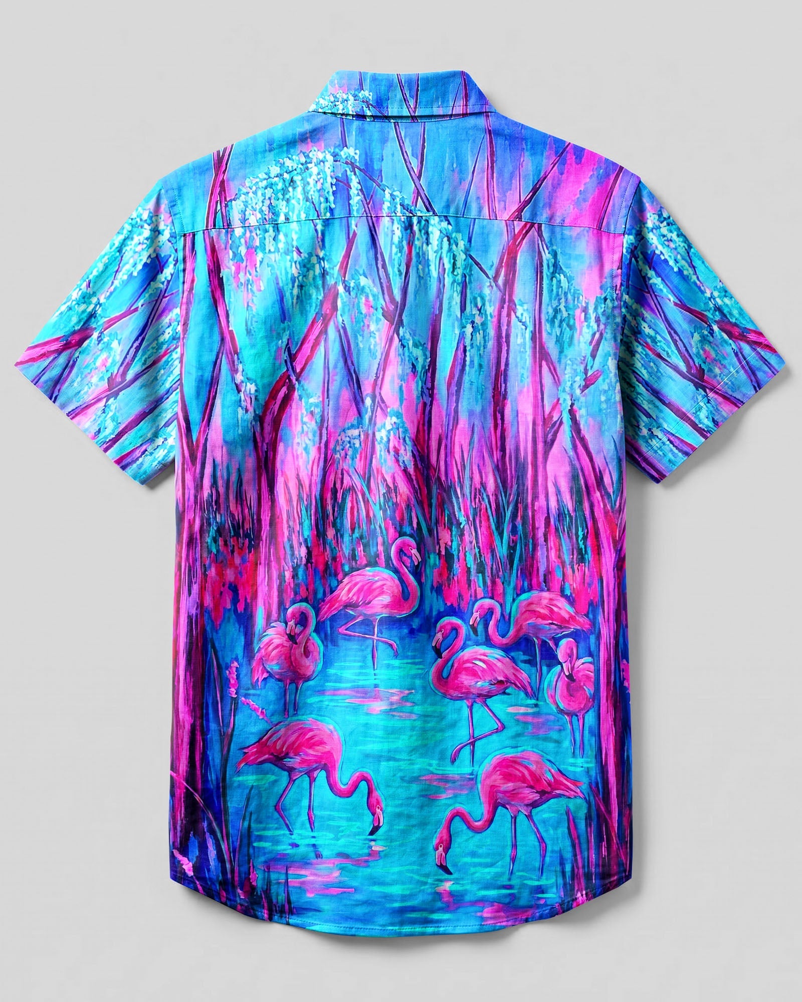 FLAMINGO PARADISE NEON BUTTON-DOWN COLLAR SHIRT   - TLNT2206261