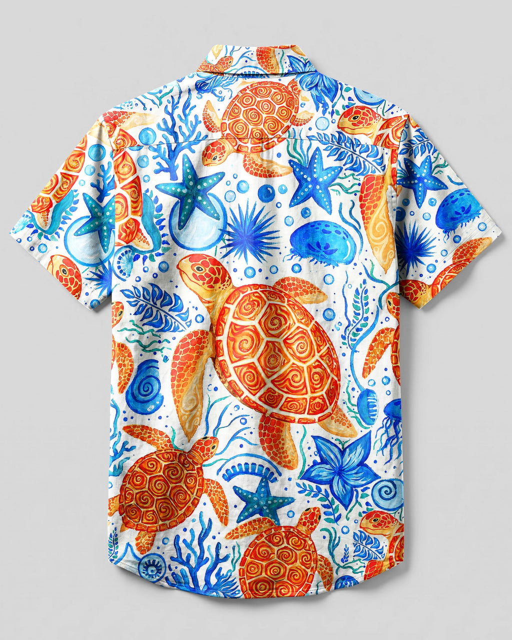 WHIMSICAL SEA TURTLE UNDERWATER BUTTON-DOWN COLLAR SHIRT   - TLNT1806261
