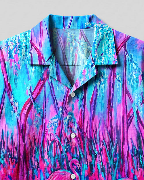 FLAMINGO PARADISE NEON CAMP SHIRT   - TLNT2206262