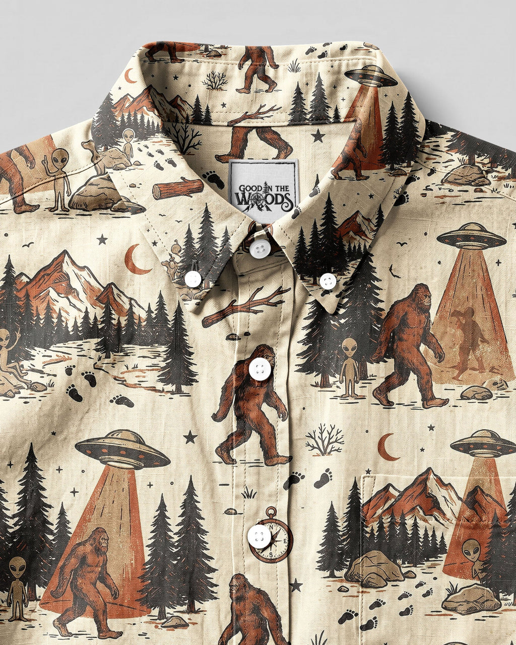 VINTAGE BIGFOOT UFO BUTTON-DOWN COLLAR SHIRT   - TLNT2306261