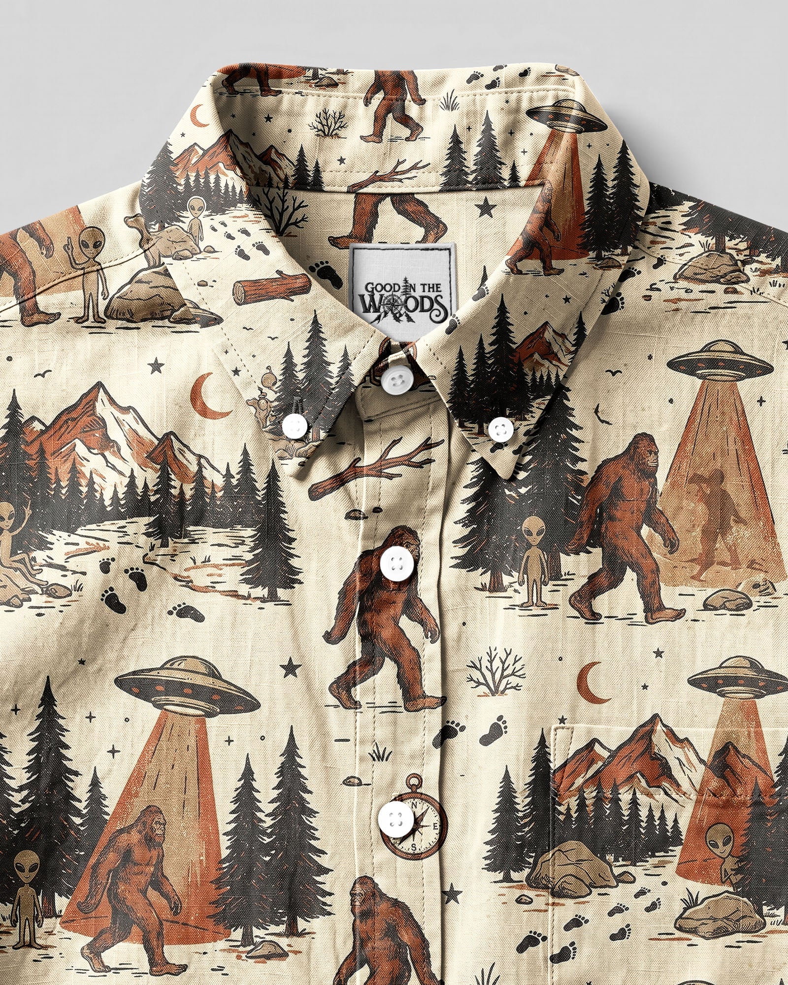 VINTAGE BIGFOOT UFO BUTTON-DOWN COLLAR SHIRT   - TLNT2306261