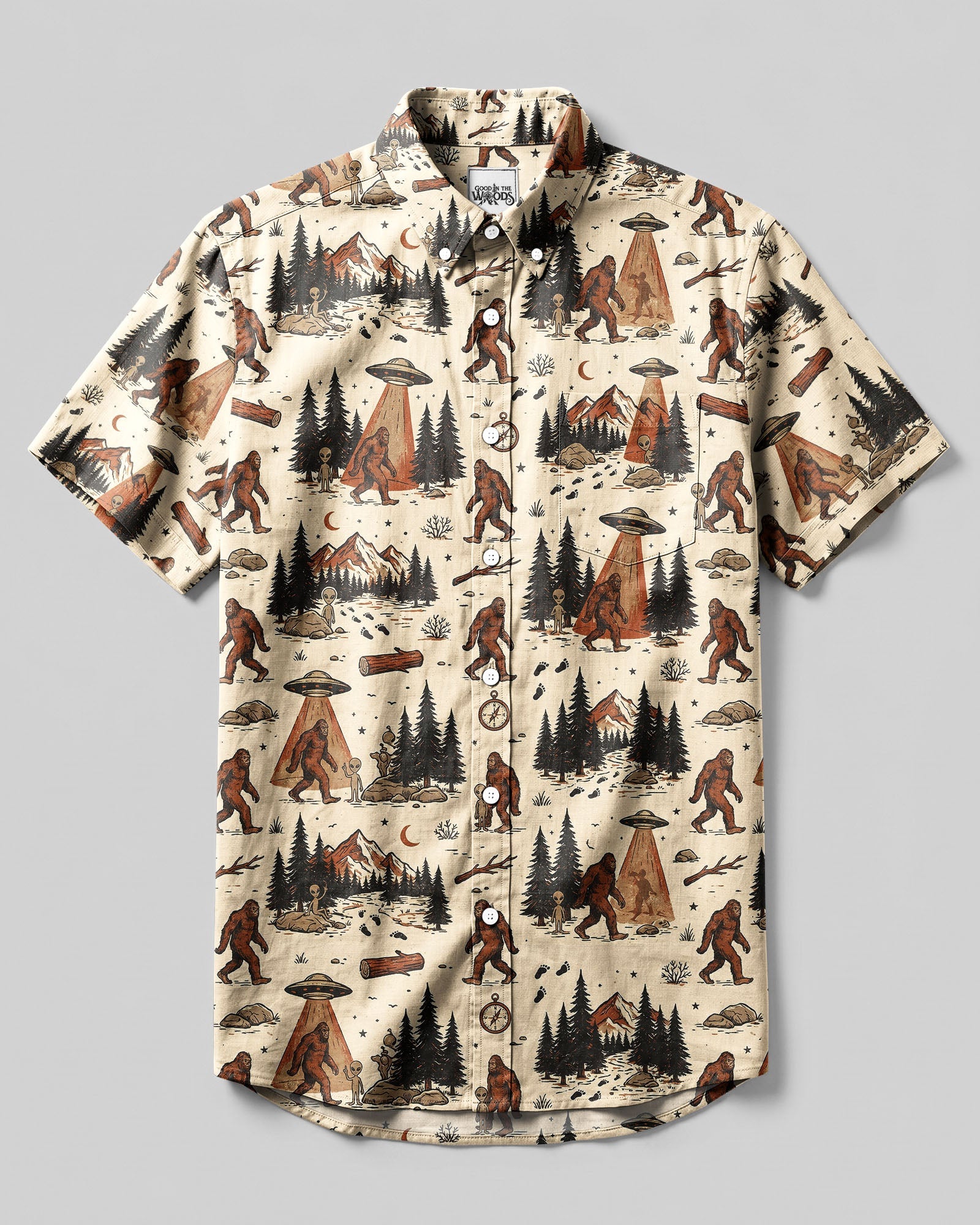 VINTAGE BIGFOOT UFO BUTTON-DOWN COLLAR SHIRT   - TLNT2306261
