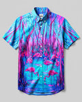 FLAMINGO PARADISE NEON BUTTON-DOWN COLLAR SHIRT   - TLNT2206261