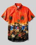 DACHSHUND DOG TROPICAL SUNSET BUTTON-DOWN COLLAR SHIRT   - TLNT1606262