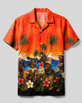 DACHSHUND DOG TROPICAL SUNSET CAMP SHIRT   - TLNT1606261