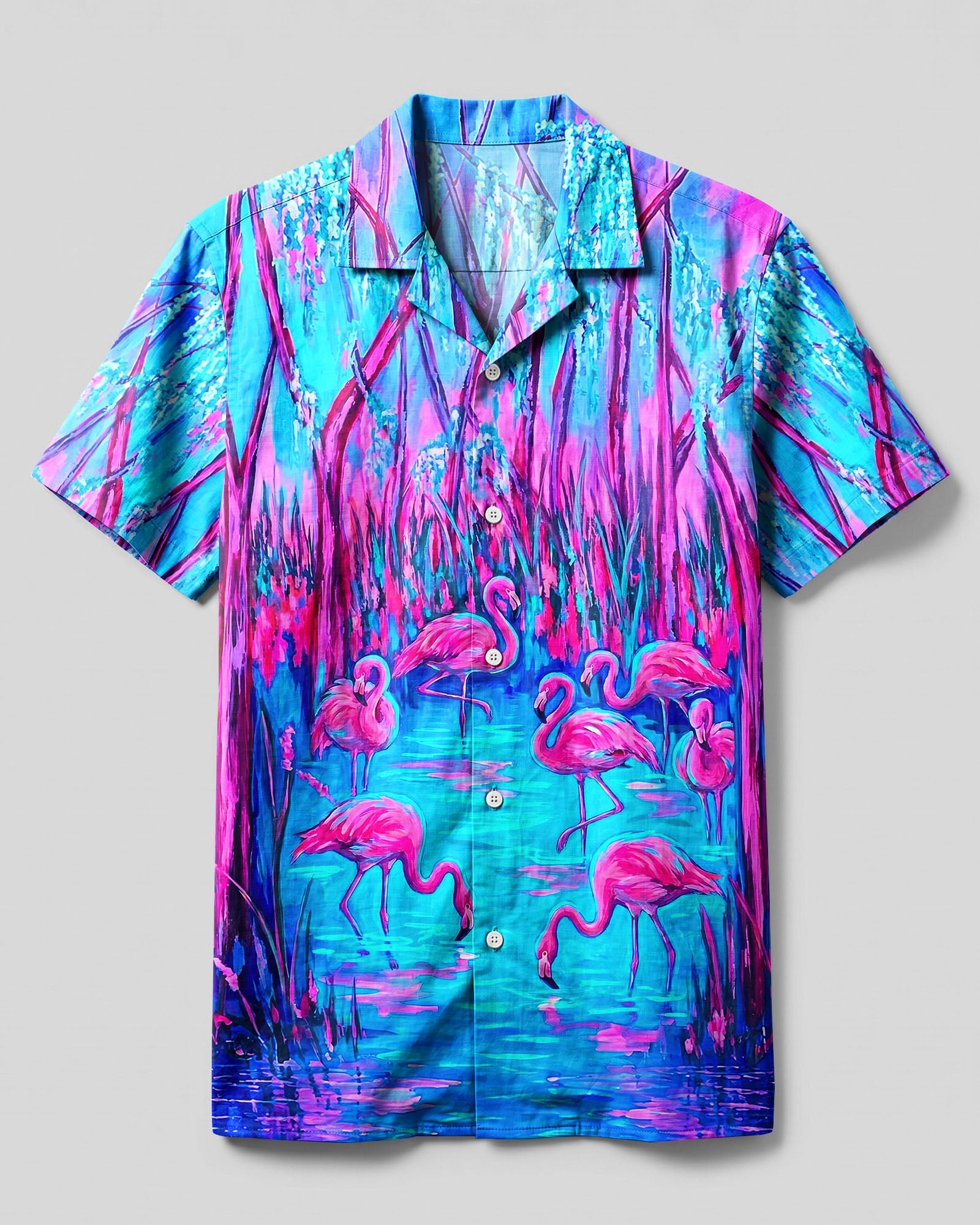 FLAMINGO PARADISE NEON CAMP SHIRT   - TLNT2206262