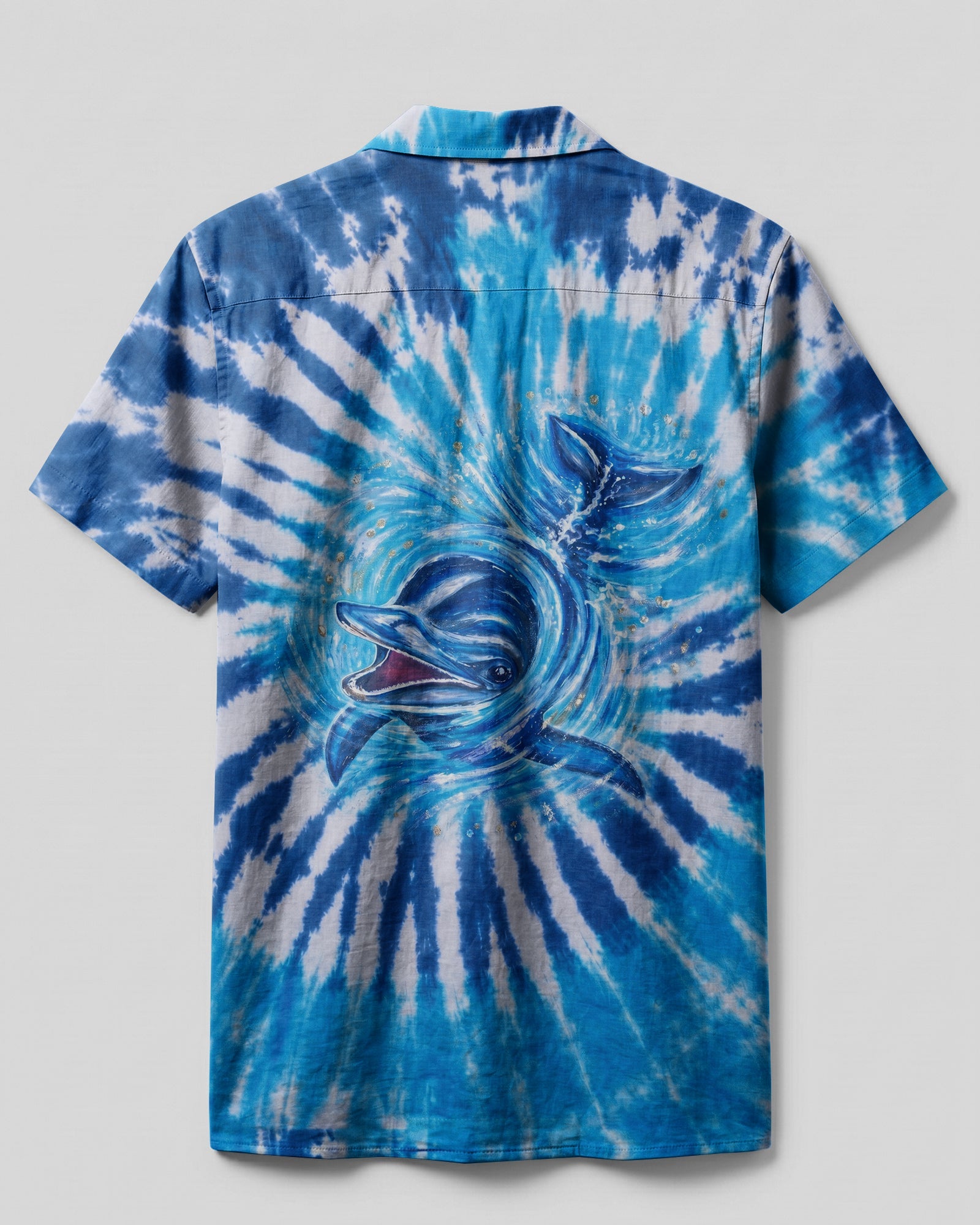 VIBRANT BLUE VORTEX DOLPHIN CAMP SHIRT - RITD1806261