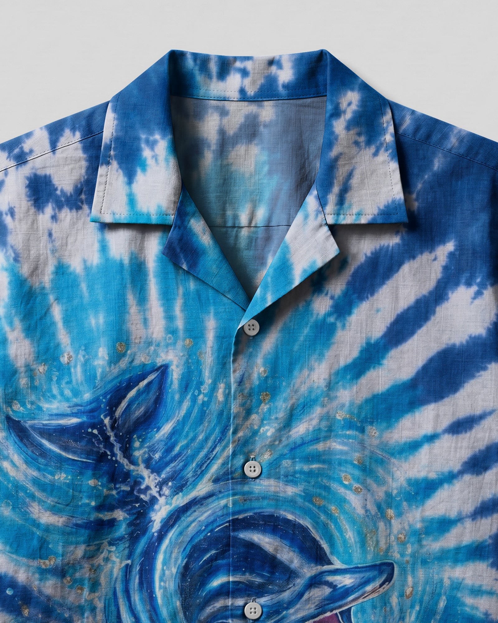 VIBRANT BLUE VORTEX DOLPHIN CAMP SHIRT - RITD1806261