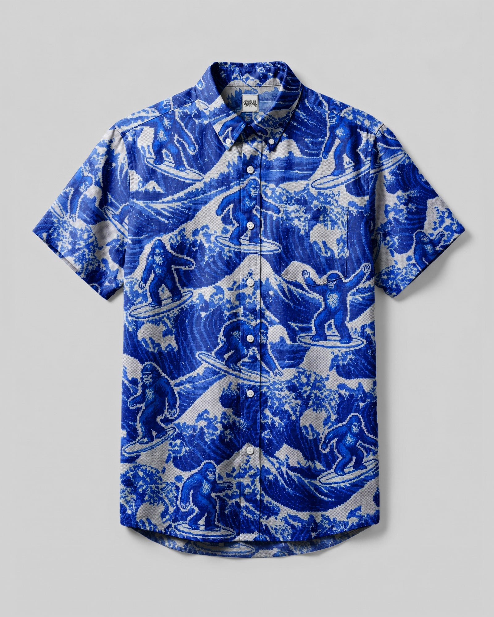 PIXELATED SURFING BIGFOOT BUTTON-DOWN COLLAR SHIRT - RITD1606261