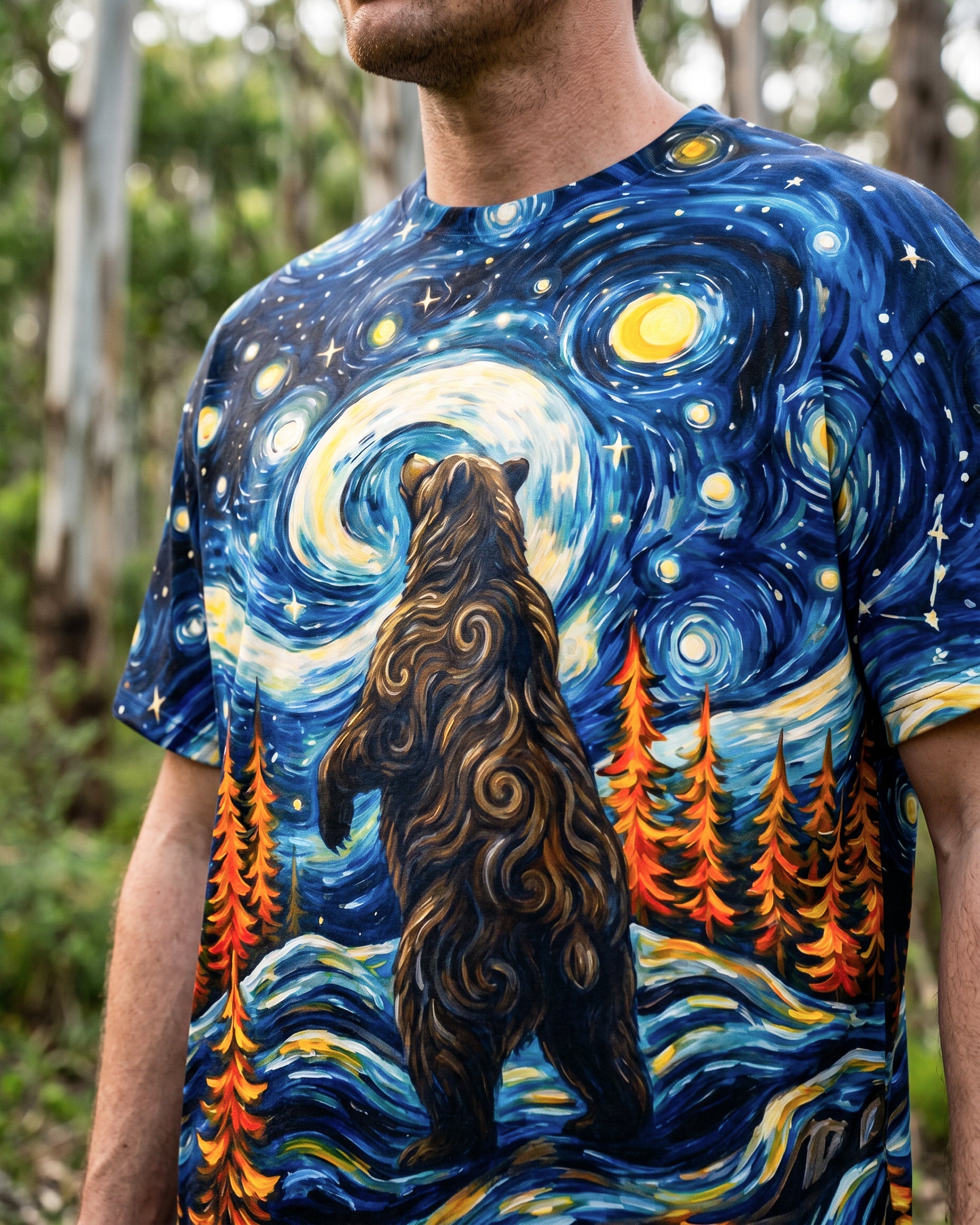 STARRY NIGHT FOREST BEAR ALL OVER PRINT - RI1205264