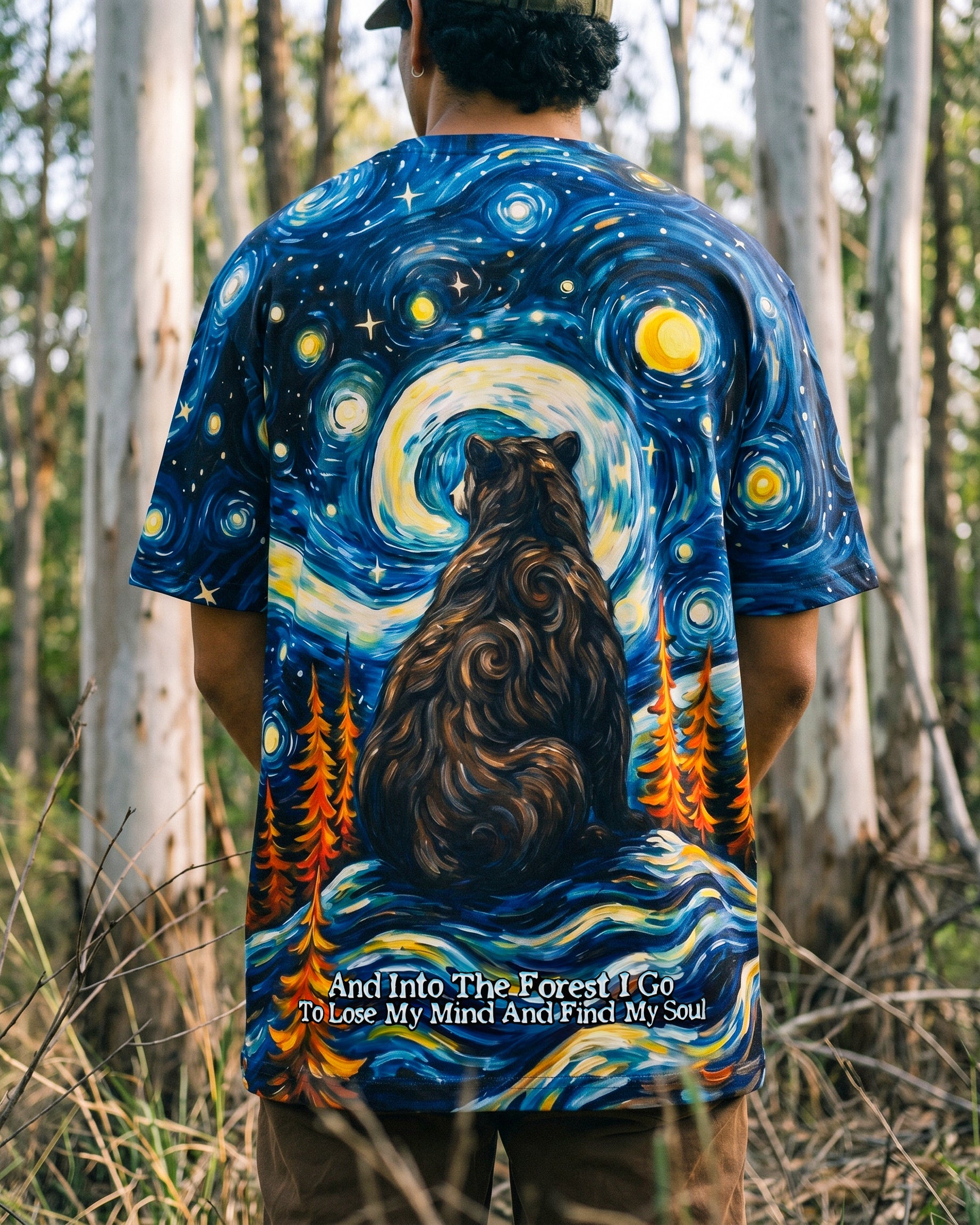 STARRY NIGHT FOREST BEAR ALL OVER PRINT - RI1205264