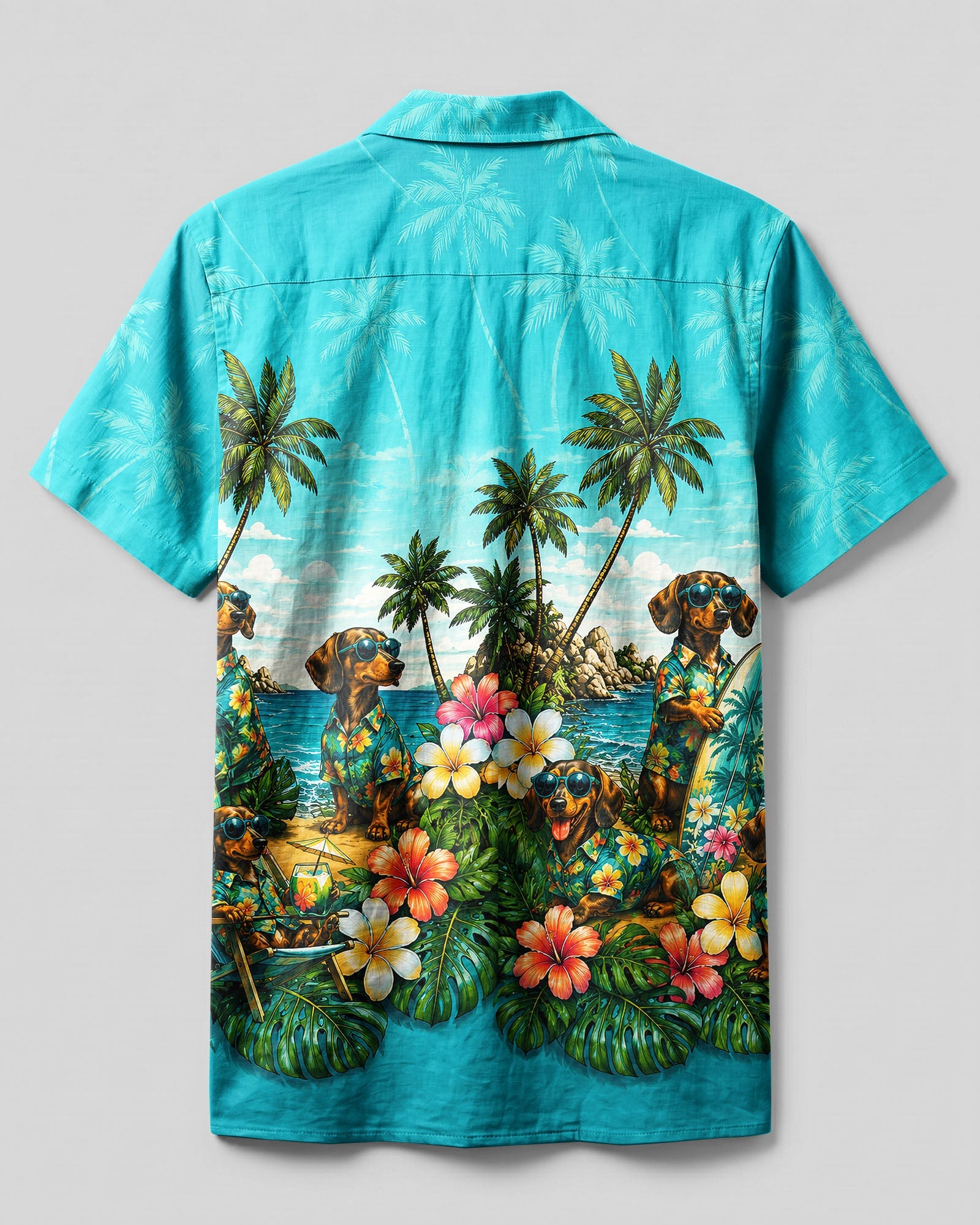 DACHSHUND DOG TROPICAL CAMP SHIRT  - TLNT0107264