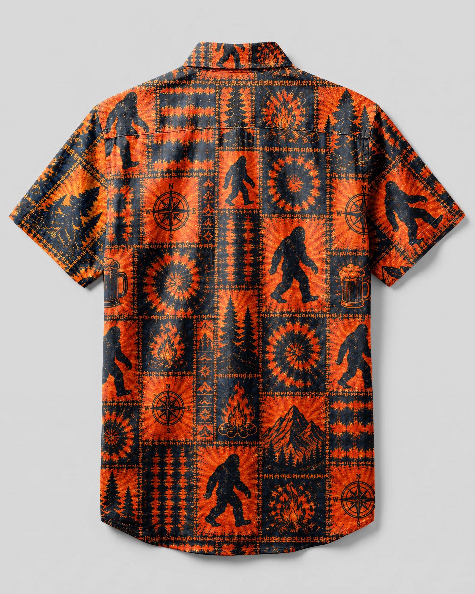 RETRO BIGFOOT WILDERNESS PATCHWORK BUTTON-DOWN COLLAR SHIRT  - TLNT0307266