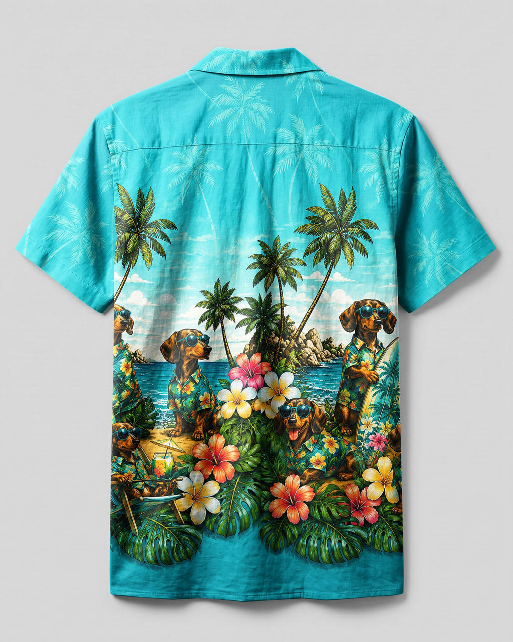 DACHSHUND DOG TROPICAL CAMP SHIRT  - TLNT0107264