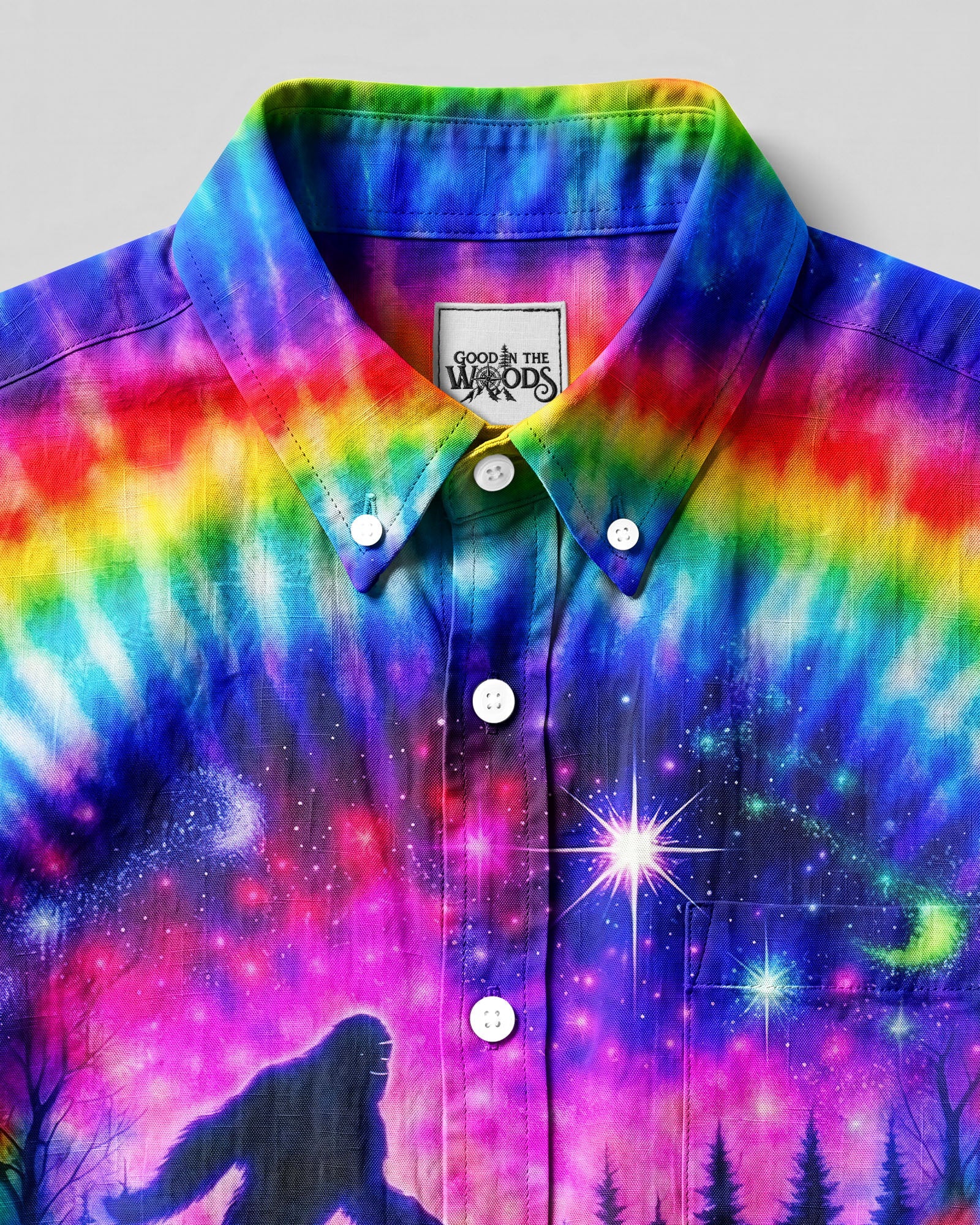 WANDER BIGFOOT NATURE COLORFUL SWIRL BUTTON-DOWN COLLAR SHIRT  - TLNT3006265