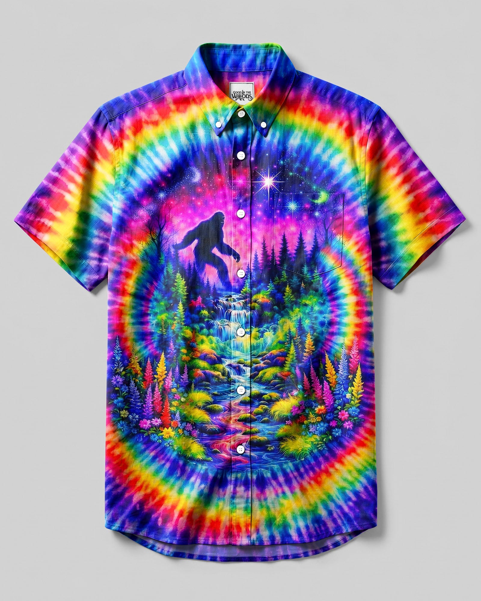 WANDER BIGFOOT NATURE COLORFUL SWIRL BUTTON-DOWN COLLAR SHIRT  - TLNT3006265