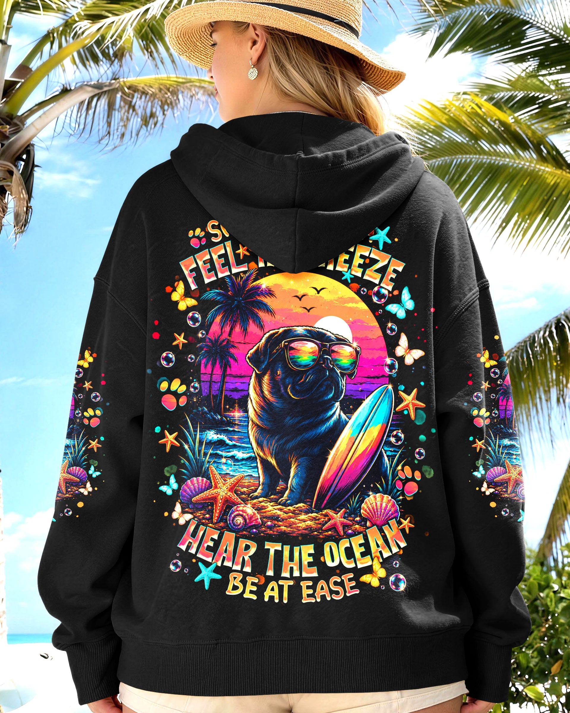 SMELL THE SEA FEEL THE BREEZE PUG DOG ALL OVER PRINT - TLNT1706263