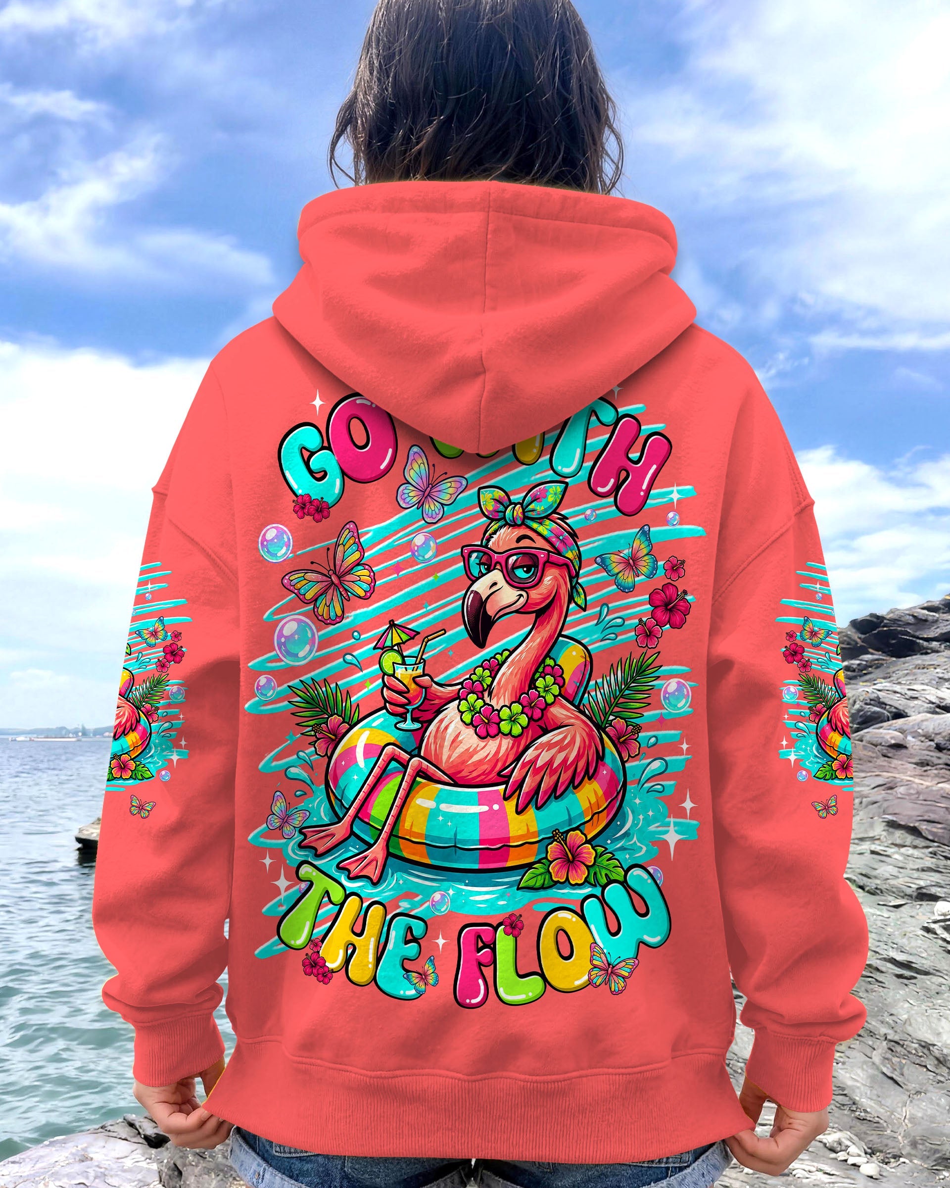 GO WITH THE FLOW FLAMINGO ALL OVER PRINT  - TLNT1806263