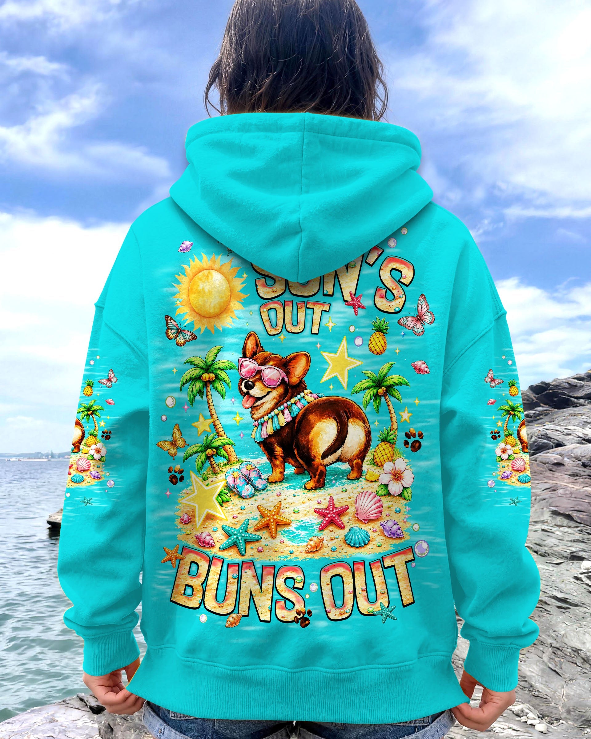 SUN'S OUT BUNS OUT CORGI  DOG ALL OVER PRINT   - TLNT0906252
