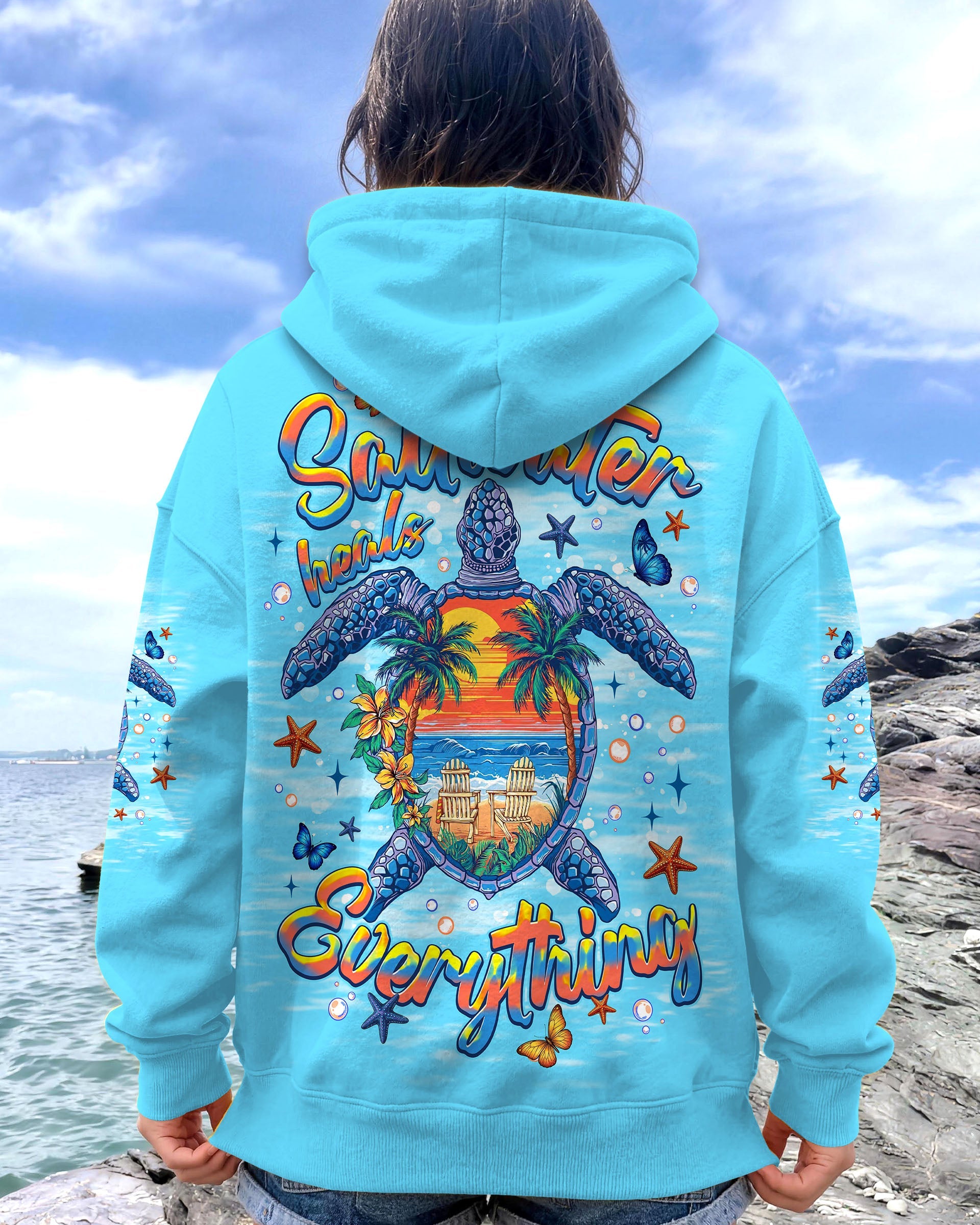 SALTWATER HEALS EVERYTHING TURTLE ALL OVER PRINT   - TLNT0406263