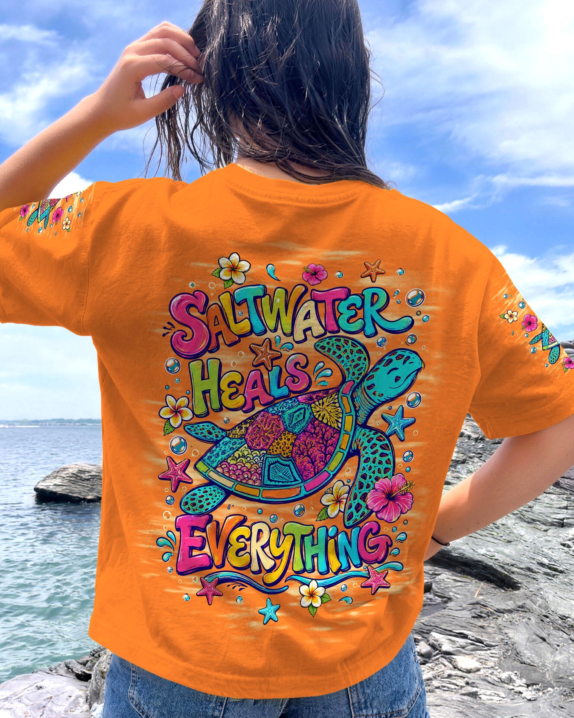 SALTWATER HEALS EVERYTHING TURTLE ALL OVER PRINT   - TLNT1306263