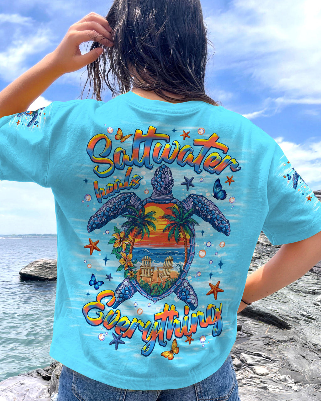 SALTWATER HEALS EVERYTHING TURTLE ALL OVER PRINT   - TLNT0406263