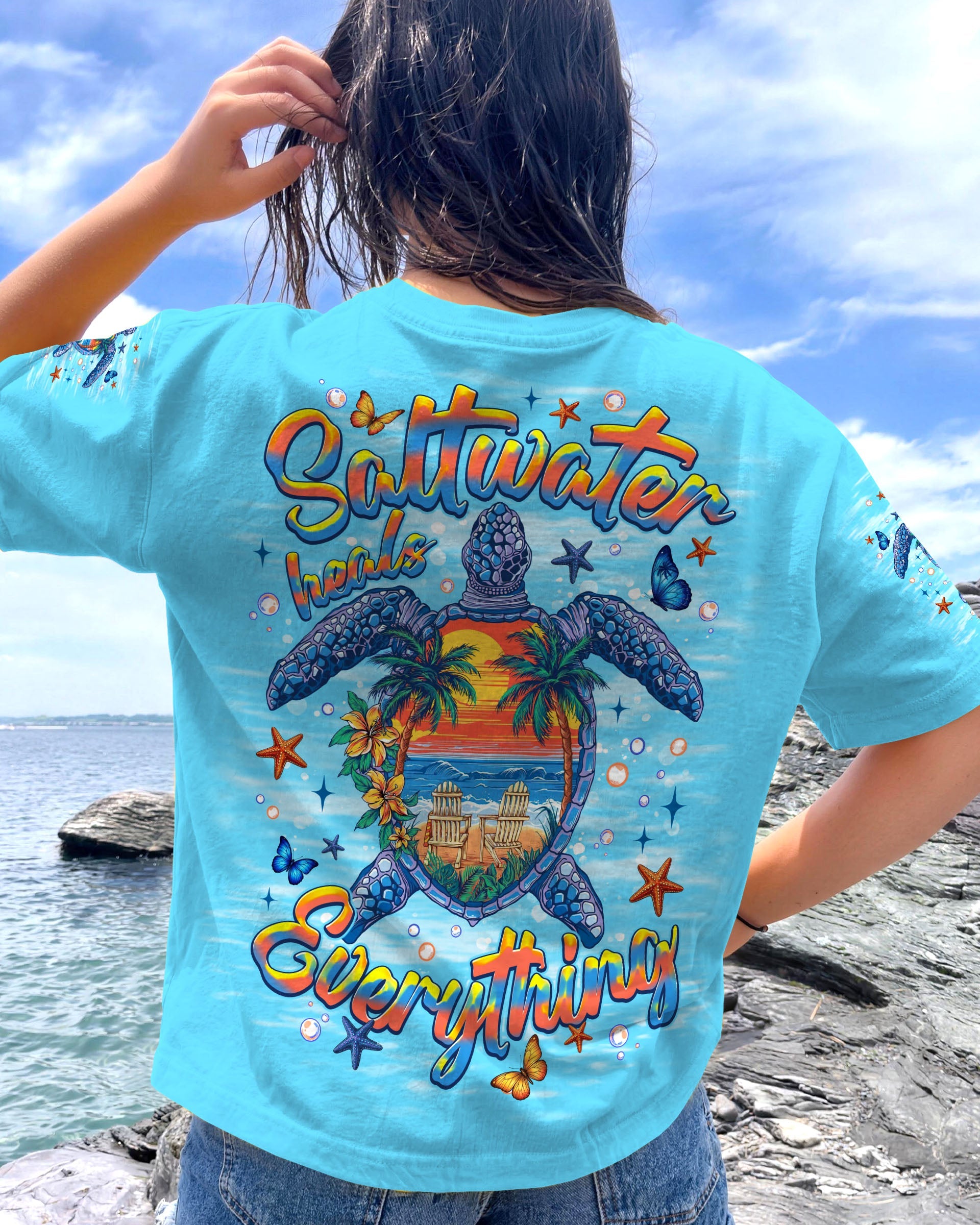 SALTWATER HEALS EVERYTHING TURTLE ALL OVER PRINT   - TLNT0406263