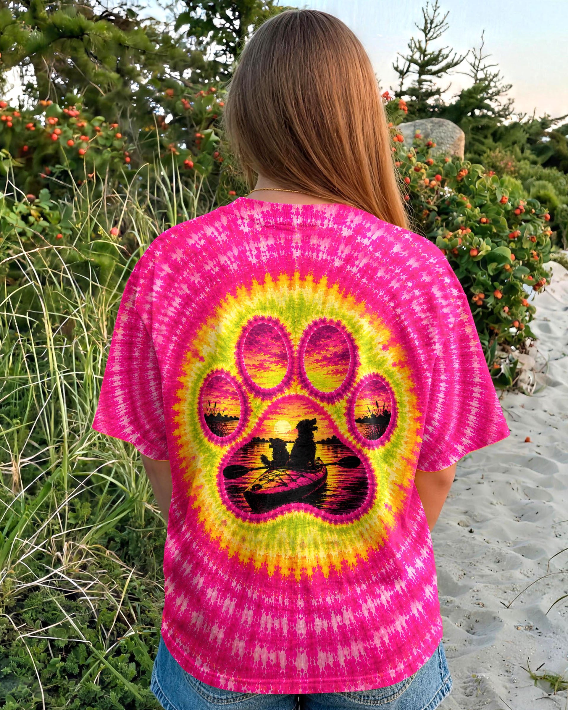 PAW PRINT KAYAK DOG SUNSET ALL OVER PRINT - TLNT0207265