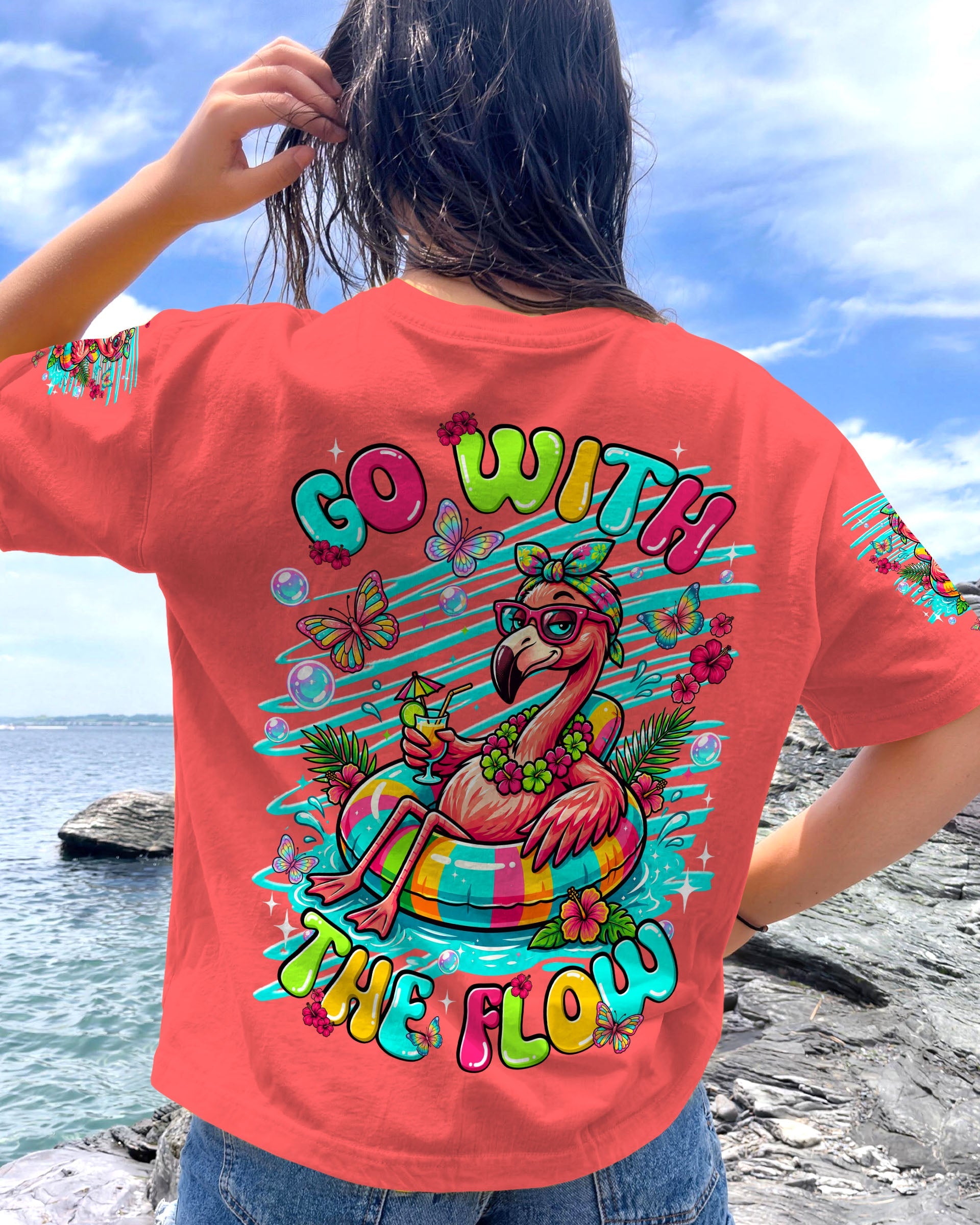 GO WITH THE FLOW FLAMINGO ALL OVER PRINT  - TLNT1806263