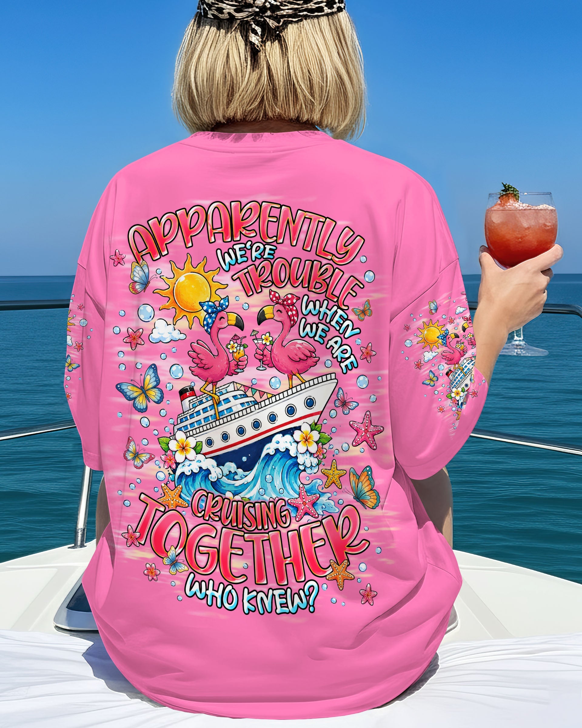 APPARENTLY WE'RE TROUBLE FLAMINGO CRUISING ALL OVER PRINT  - TLNT0307261