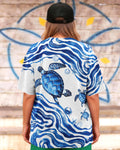 SEA TURTLE SWIRLING WAVES ALL OVER PRINT  - TLNT1906263