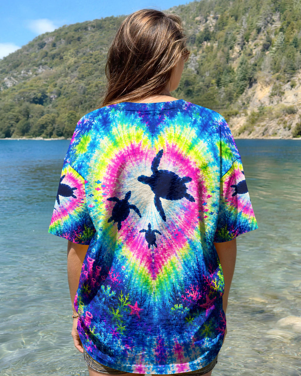 UNDERWATER TURTLES FAMILY HEART BURST ALL OVER PRINT  - TLNT2506261
